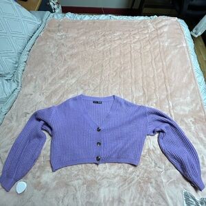 SHEIN Lavender Button-Up Cardigan